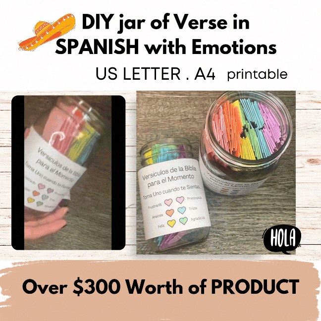 DIY jar of Verse in SPANISH with Emotions