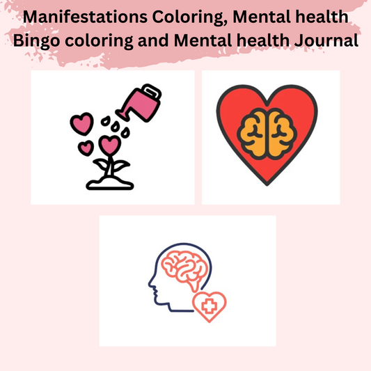 Manifestations Coloring, Mental health Bingo coloring and Mental health Journal